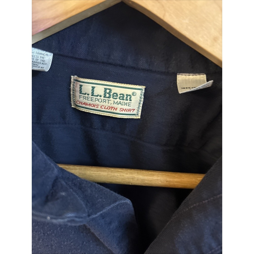 L.L.Bean Chamois Cloth Shirt Mens 16 XL Navy Blue Made in USA Workwear Cotton - Picture 2 of 11